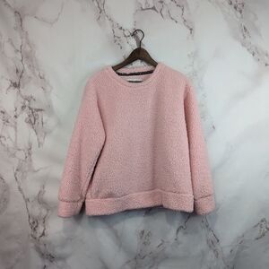 Muk Luks Teddy Top Women Size Small Sleepwear Lounge Shirt Cozy Sherpa Pink